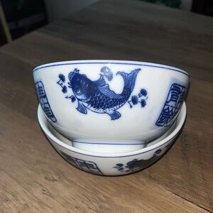 🔥🔥Set of 2 Lovely Koi Fish Porcelain 7" Bowl Symbols by Hengda Huangs